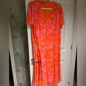 Talbots, bought last year and now too large
Pretty orange and pink midi dress